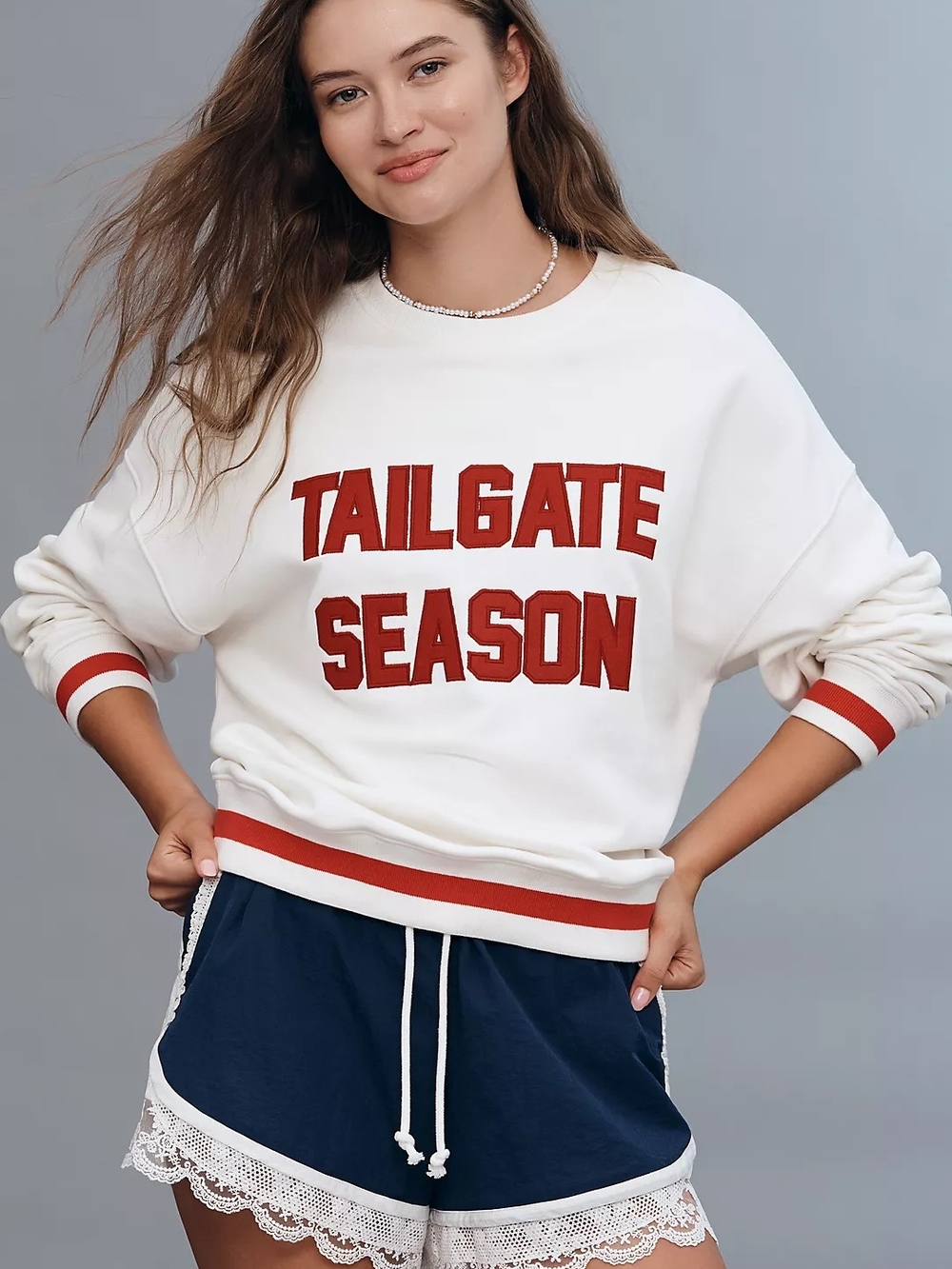 Beach Riot x Anthropologie "Tailgate Season" Cotton Pullover Sweatshirt